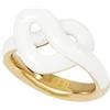 Breil, Collezione B&Me, Anello Donna Knot Love, in Acciaio Lucido IP Gold e Smalto Bianco, Design Minimal, Ricercato e Simbolico a Forma di Cuore, Ideale per un Regalo Speciale, Misura 12, Oro-Bianco