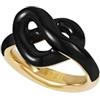 Breil, Collezione B&Me, Anello Donna Knot Love, in Acciaio Lucido IP Gold e Smalto Nero, Design Minimal, Ricercato e Simbolico a Forma di Cuore, Ideale per un Regalo Speciale, Misura 16, Oro e Nero