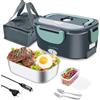 Dosevita Scaldavivande Elettrico Portatile 80W 3 in 1 per Auto Camion e Ufficio 1,5L Scaldavivande Porta Pranzo con Spazzola di Spugna Forchetta e Borsa (Verde)