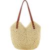 LYEAA Borsa di paglia grande capacità estiva borsa da spiaggia per le donne in rattan borsa a tracolla in paglia tessuto Tote bambù borsa wicker bag vacanza viaggio per le mamme regalo, beige.