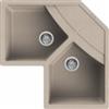 ELLECI Lavello Angolare 2 Vasche con Gocciolatoio, Linea Unico Corner, Installazione Standard, 83 cm, Granitek Avena - LGUCOR51 - RICHIEDERE PREVENTIVO