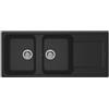 ELLECI Lavello 2 vasche con gocciolatoio, Linea LIFE 500, Installazione Sopratop, 116 cm, GRANITEK Nero - LG250040