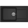 ELLECI Lavello 1 vasca con gocciolatoio, Linea LIFE 410, Installazione Sopratop, 86 cm, GRANITEK Nero - LG241040