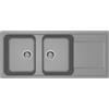 ELLECI Lavello 2 vasche con gocciolatoio, Linea LIFE 500, Installazione Sopratop, 80 cm, GRANITEK Cemento - LG250048