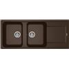 ELLECI Lavello 2 vasche con gocciolatoio, Linea LIFE 500, Installazione Sopratop, 80 cm, GRANITEK Espresso - LG250078