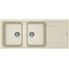 ELLECI Lavello 2 vasche con gocciolatoio, Linea LIFE 500, Installazione Sopratop, 80 cm, GRANITEK Bianco Antico - LG250062