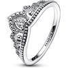 PANDORA Anello Moments Regal con tiara in argento Sterling con zirconia cubica trasparente, 50