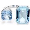 Swarovski Anello aperto Millenia, Taglio ottagonale, Blu, Placcato rodio