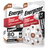 Udivita 80 Batterie Acustiche Energizer per Apparecchi Acustici Auricolari Misura 312 Marrone con Tecnologia PowerSeal - 10 Blister da 8 Pile