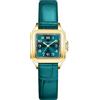 VXFAIZY Orologio Da Donna Quadrato Delicato Con Numeri Arabi Facili Da Leggere, Orologio Da Vestito Da Donna (Green-Gold)
