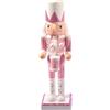 Ciao Schiaccianoci Natale Soldatino con tamburo (24cm) in legno glitterato, rosa/bianco