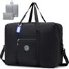 BAGZY Bagaglio a Mano 55x40x20 Ryanair Lufthansa，Pieghevole Borsone da Viaggio Leggero Borsa Palestra Valigia Trolley Borsa da Cabina Impermeabile a Tracolla Sportiva per Weekend (45L Nero)