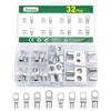 Bolatus Set di 32 capicorda tubolari, 6 mm², 10 mm², 16 mm², 25 mm², in rame stagnato, per occhielli ad anello per auto, M6 M8