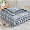 Generic Coperta leggera a quadri, 100% cotone lavato, morbida imbottitura in microfibra, per tutte le stagioni, piumino alternativo, per letto singolo, matrimoniale, 150 x 200 cm