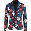Beokeuioe Tuta da uomo, vestibilità normale, Funky, giacca da uomo, per il tempo libero, con stampa, blazer, tuta da uomo, giacca colorata con bottoni, per feste di nozze, Blu scuro, M