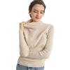 MeetMetro Maglione in Maglia da Donna 100% Merino con Collo Alto Manica Lunga Autunno Leggero Pullover Felpa di Lana Invernale, Beige, XL