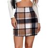 FEOYA Gonna plaid donna a vita alta Bodycon a scacchi autunno inverno scozzese gonna corta matita lana mini gonne, cachi, M