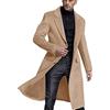 Gefomuofe Cappotto invernale da uomo, lungo, in pile, monopetto, trench a doppio petto con cintura, giacca a vento casual, parka outwear cardigan, cappotto invernale, cachi, M