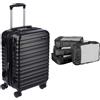 Amazon Basics Bagaglio a Mano, 55 cm + Organizer da Viaggio, 4-Pezzi, Medio - Nero