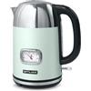 Muse Bollitore in acciaio inox retrò con indicatore di temperatura analogico, filtro lavabile, scala trasparente, capacità 1,7 l, spegnimento automatico, verde pastello