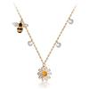 IMINI Collane con Ciondolo Fiore Margherita Ape Argento Sterling 925 Placcato Oro 18 Carati per Donne Ragazze Delicati Girocolli Pendenti CZ Collana Catena Regolabile Gioielli Regali