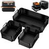 Chiluxendo 3 Pezzo Cestino per Friggitrice ad Aria, Riutilizzabile Teglia in Silicone per Friggitrice ad Aria, Rettangolare Air Fryer Contenitori Accessori, Cestello per Airfryer, Microonde, Forno