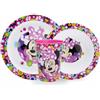 Sorrisini Stoviglie riutilizzabile Per Bambini, Set Piatti Asilo, Scoula, Set pappa con piatto, ciotola, bicchiere 260ml, Set Svezzamento Prima Pappa in plastica, Minnie