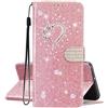 SEHEYA per Samsung Galaxy A55 5G Cover Libretto Brillantini Amore Cuore Diamante Motivo Custodia PU Pelle Glitter Portafoglio a Libro Donna Flip Case Magnetica Protezione Caso, Oro Rosa