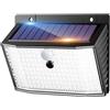 nipify Faretti Solari a Led da Esterno, Luce Solare Led Esterno con Sensore di Movimento 3 Modalità Lampada Solare da Esterno IP65 Impermeabile per Giardino Garage Patio Parete