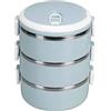 Pilipane Thermos per cibi Caldi, Contenitore per Il Pranzo, Contenitore per Alimenti, Fibbie di Sicurezza per contenitori per Il Pranzo Termici in Acciaio Inossidabile con Anello di Tenuta (Three Floors-Blu)