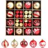 SULOLI 44 Pezzi Palline di Natale,Accessori Decorazioni Albero di Natale | Addobbi Palline per Albero di Natale (Oro-Rosso)