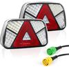Qiping Fanali Posteriori Rimorchio, Illuminazione Fanale Posteriore a LED con Set di Cavi 2x6 Pin 30 cm, Luce per Rimorchio a 7 Funzioni per Roulotte/RV/Camion/Rimorchio