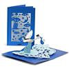 FeinKnick Biglietto d'auguri per la nascita con pagina extra per gli auguri - biglietto di alta qualità per ragazzo - carta blu 3D pop-up per ragazzi con cicogna e bambino per congratularsi - 13 x 18cm