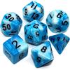 CREEBUY Set di dadi poliedrici blu e bianchi per dungeon e dragons, set di 7 dadi per giochi di ruolo, con sacchetto