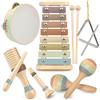 Stoie's Strumenti musicali in legno per bambini 1-3, giocattoli musicali Montessori per 1 anno, con xilofono, tamburello - Sviluppo educativo e creatività - Strumenti musicali per bambini 1 anno
