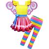 Lito Angels Vestito Costume da Fancy Girl con Ali e Pantaloni Leggings per Bambina, Taglia 4-5 Anni