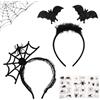 Wolkstello Cerchietto Halloween Bambina Donna, Pipistrello Ragni Con Tatuaggi, Accessori per Capelli Costume Carnevale