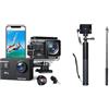 WOLFANG Action Cam GA300 4K60FPS & Set di Selfie Stick Ricaricabile