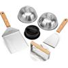 Onlyfire Kit di Accessori Professionali per Barbecue, 2 Coperchio per Hamburger/Spatola/Pressa per Carne/Raschietto e Pressa per Hamburger, Accessori per Grigliate Strumenti per Piastra, Teppanyaki