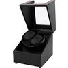 Kalawen Caricatore per orologi automatico, 2 orologi, scatola per orologi automatici, cavo di ricarica USB, orologio, in pelle PU, con motore silenzioso, colore nero, nero e rosso, 14 * 15.5 * 17.5cm