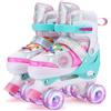 Ylaide Pattini a Rotelle Bambina, Ragazze Regolabili Pattini a 4 Ruote con 8 Illuminante Ruote per Bambini Principianti Bambini(S (EU28-32))