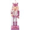 Ciao Schiaccianoci Natale Soldatino Re con scettro (24cm) in legno glitterato, rosa/bianco