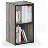 Furinno Pelli Mobiletto Libreria, Legno, Grigio/Nero (French Oak Grey/Nero), 2 x 1