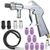 ZERUIDM Pistola Sabbiatrice per Compressore con 13 Ugelli, Unità di Sabbiatura con Tubo in Gomma (1M), Pistola per Sabbiatura, Sabbiatrice Portatile per Lucidatura Superficiale