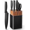 VINATO Set Coltelli da Cucina, Coltelli da Cucina da 7 Pezzi con Ceppo e Affilacoltelli Integrato, Ceppo di Coltelli con 5 Coltelli Diversi e 1 Paio di Forbici, Set di Coltelli Affilati, Nero