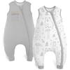 Yoofoss 2 Pezzi Sacco Nanna per Bambini con Gambe Cotone 1.5 TOG Sacchi Nanna per Neonati con Piedini per Girelli Coperta Indossabile con Cerniera 2 Vie 4-6 Anni