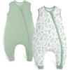 Yoofoss 2 Pezzi Sacco Nanna per Bambini con Gambe Cotone 1.5 TOG Sacchi Nanna per Neonati con Piedini per Girelli Coperta Indossabile con Cerniera 2 Vie 4-6 Anni