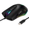 HaetFire Mouse USB C ergonomico di tipo C con cavo mouse RGB Gaming Mouse ottico con 4 modalità di retroilluminazione 3200 DPI per Matebook, Chromebook, HP OMEN, PC Windows e Altri dispositivi USB Tipo C