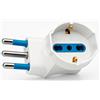 prometeo electronics Adattatore Presa Schuko Angolare Salvaspazio 16A - Spina Italiana 3 Poli a Presa Schuko/Trivalente 10/16A - Riduzione Presa Muro 90° per Elettrodomestici, TV, PC - Max 1500W