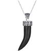 Bling Jewelry Amuleto di Protezione Dente Gemma Onice Nero Cornicello Corno Italiano L Ciondolo a Forma di Peperoncino Collana Gioielli Occidentali Per Donne Per Uomini Argento Sterling .925 Ossidato Scroll